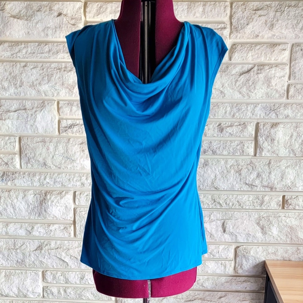 Worthington Aqua Blue Cowl Neck Tank Top